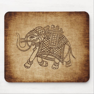 Alfombrilla De Ratón Elefante indio en Burlap