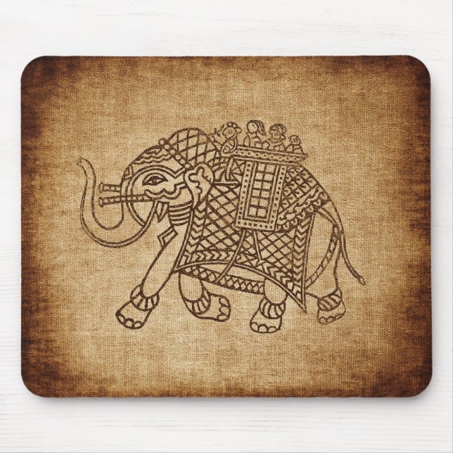 Alfombrilla De Ratón Elefante indio en Burlap (Frente)