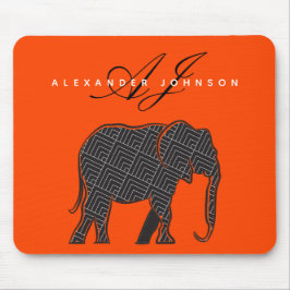 Alfombrilla De Ratón Elefante negro y rojo lava