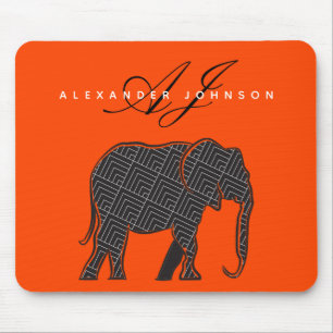 Alfombrilla De Ratón Elefante negro y rojo lava