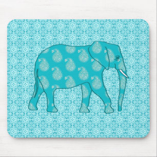 Alfombrilla De Ratón Elefante paisley - turquesa y aqua