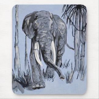 Alfombrilla De Ratón Elefante Pasando Por La Sabana Madera En Azul