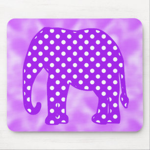 Alfombrilla De Ratón Elefante púrpura y blanco de los lunares