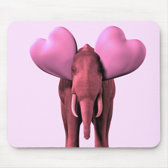 Alfombrilla De Ratón Elefante rosa romántico (Frente)