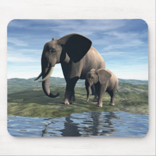 Alfombrilla De Ratón Elefante y bebé Mousepad