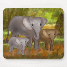 Alfombrilla De Ratón Elefantes en la selva tropical Mousepad