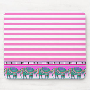 Alfombrilla De Ratón Elefantes Ornados Rosa Desnudos De Moda