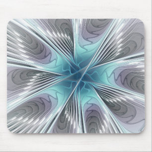 Alfombrilla De Ratón Elegance Modern Blue Gray White Fractal Art Flower