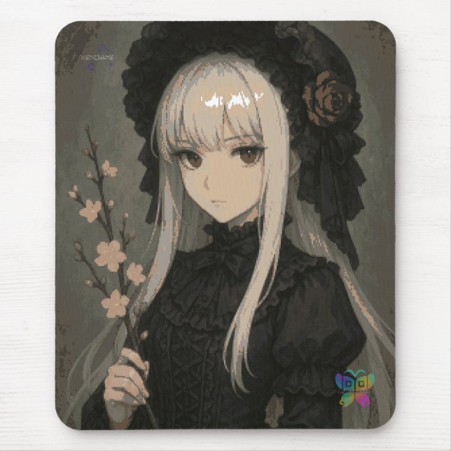 Alfombrilla De Ratón Elegance of the Midnight Blossom Maiden Mouse Pad (Frente)