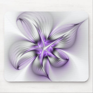 Alfombrilla De Ratón Elegancia floral arte abstracto moderno violeta fr
