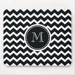 Alfombrilla De Ratón Elegancia retra del zigzag blanco y negro de