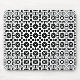 Alfombrilla De Ratón Elegant Black and White Geometric Pattern