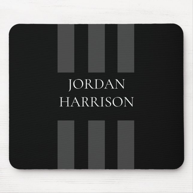 Alfombrilla De Ratón Elegant Black Gray Stripes Logo mouse pad (Frente)
