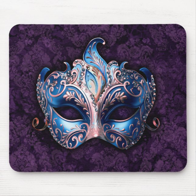 Alfombrilla De Ratón Elegant Blue Masquerade Mask (Frente)