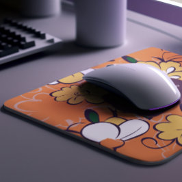 Alfombrilla De Ratón Elegant Botanical Custom Name Orange White Floral