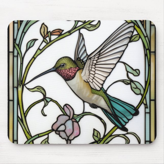 Alfombrilla De Ratón Elegant hummingbird artwork botanical boho chic (Frente)