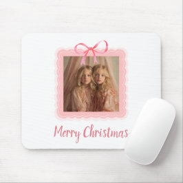 Alfombrilla De Ratón Elegant Pink Bow Merry Christmas Custom Mousepad