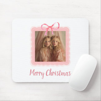 Alfombrilla De Ratón Elegant Pink Bow Merry Christmas Custom Mousepad