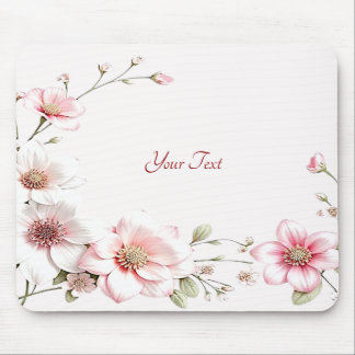 Alfombrilla De Ratón Elegant Pink White Floral Mousepad