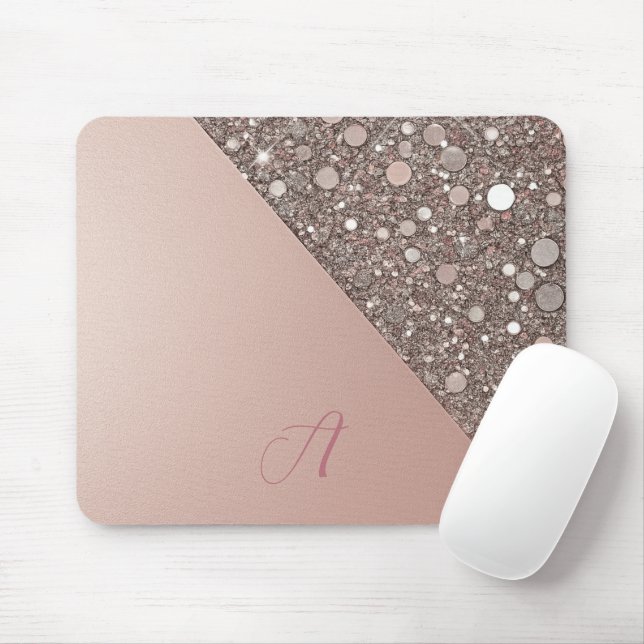 Alfombrilla De Ratón Elegant Rose Gold Monogram Planner (Con ratón)