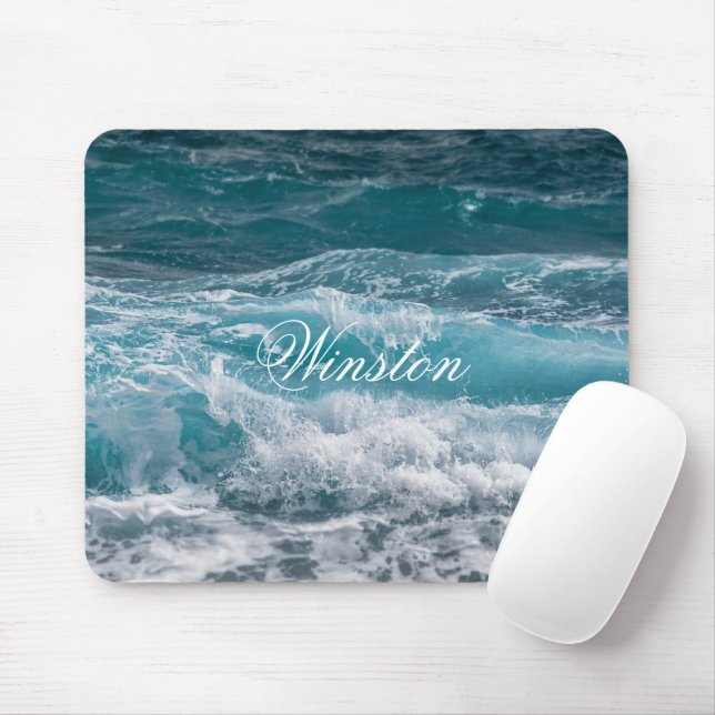 Alfombrilla De Ratón Elegant Sea Wave Pattern Personalized Mouse Pad (Con ratón)