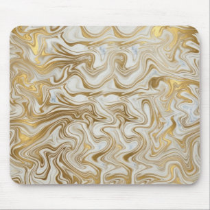 Alfombrilla De Ratón Elegant White Marble and Liquid Gold Swirl Mousepa