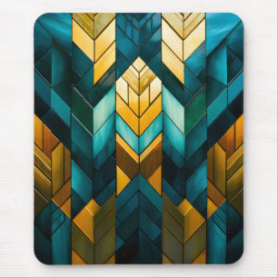 Alfombrilla De Ratón Elegante abstracto moderno geométrico dorado y azu