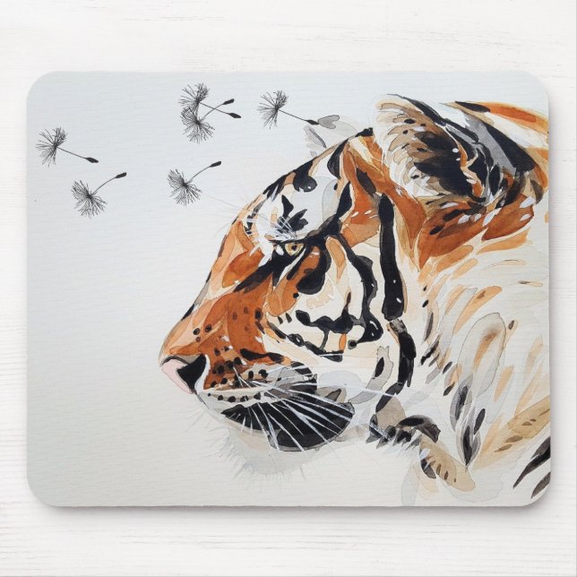 Alfombrilla De Ratón Elegante acuarela Tiger Art Mousepad (Frente)