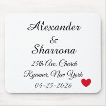 Elegante almohadilla de ratón para bodas