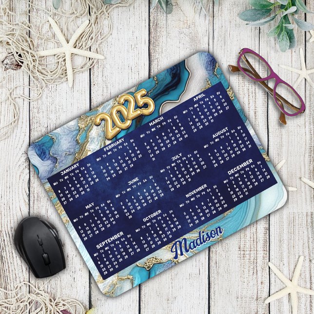 Alfombrilla De Ratón Elegante arte de mármol azul acuático de imitación (Subido por el creador)