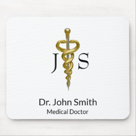 Alfombrilla De Ratón Elegante Asclepio Médico Noble Plata Dorada