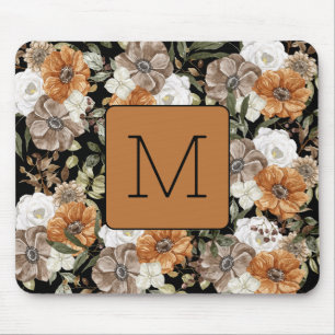 Alfombrilla De Ratón Elegante aspecto femenino negro y marrón inicial