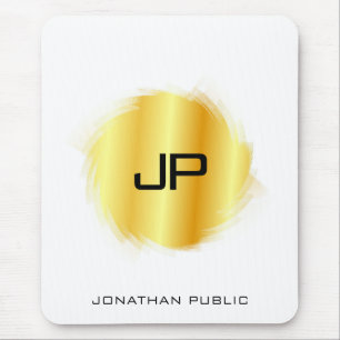 Alfombrilla De Ratón Elegante aspecto metálico Faux Gold Modern Monogra