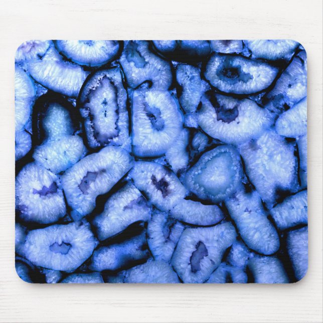 Alfombrilla De Ratón Elegante azul agates azules gemas cuarzo azul (Frente)