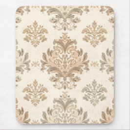 Alfombrilla De Ratón Elegante beige damasco vintage casa de campo franc