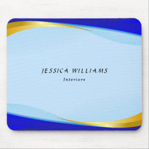 Alfombrilla De Ratón Elegante Blue Gold Luxury Designer Logo Business