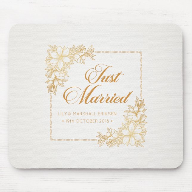 Alfombrilla De Ratón Elegante Boda recién casado| Mousepad (Frente)