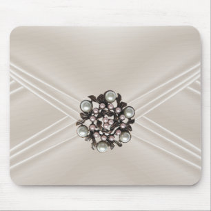Alfombrilla De Ratón Elegante bolsa de joyas de seda beige Pearl