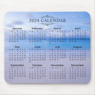 Alfombrilla De Ratón Elegante Calendario 2024 Fondo de playa | Mousepad