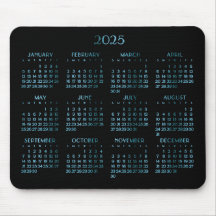 Elegante Calendario Anual De Deco Azul 2025
