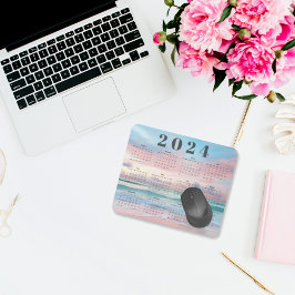 Alfombrilla De Ratón Elegante Calendario de Amantes de la Playa Pastel 