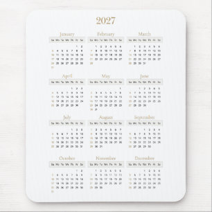 Alfombrilla De Ratón Elegante Calendario de Oro 2027   Cualquier color 