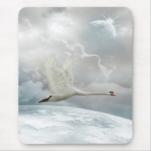 Alfombrilla De Ratón Elegante cisne en el florido Mousepad