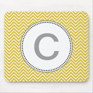 Alfombrilla De Ratón Elegante, clásico zigzag de chevron amarillo solea