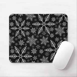 Alfombrilla De Ratón Elegante copo de nieve blanco de Aqua negro