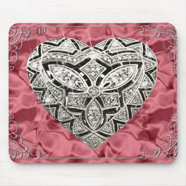 Alfombrilla De Ratón Elegante Diseñador Heart Red Mouse Pad (Frente)