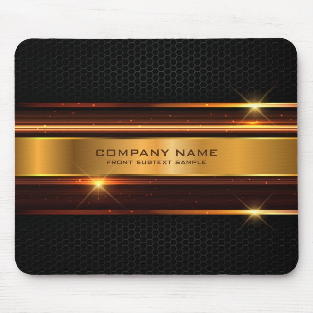 Alfombrilla De Ratón Elegante diseño geométrico metálico negro y dorado (Frente)