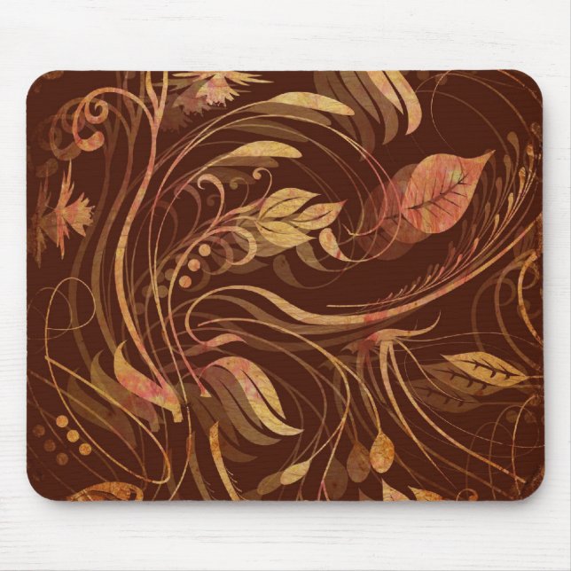 Alfombrilla De Ratón Elegante Fall Batik Print Foliage (Frente)