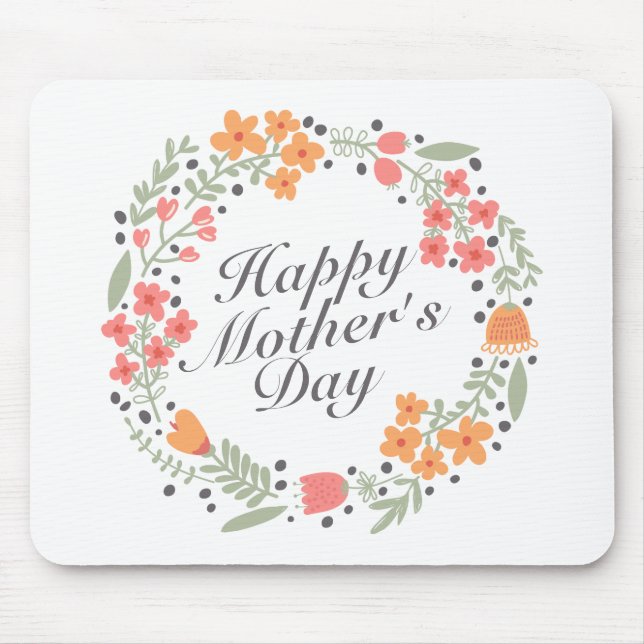 Alfombrilla De Ratón Elegante Feliz Día de la Madre Floral Mousepad (Frente)