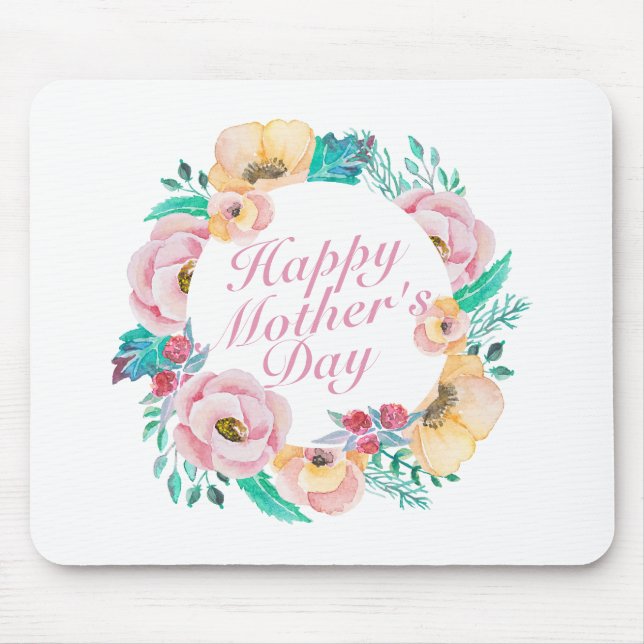 Alfombrilla De Ratón Elegante Feliz Día de la Madre Floral Mousepad (Frente)